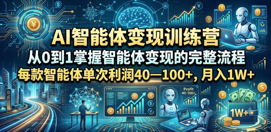 AI智能体变现训练营，从0到1掌握智能体变现的完整流程，每款智能体单次利润40—100+，月入1W+-智享云联