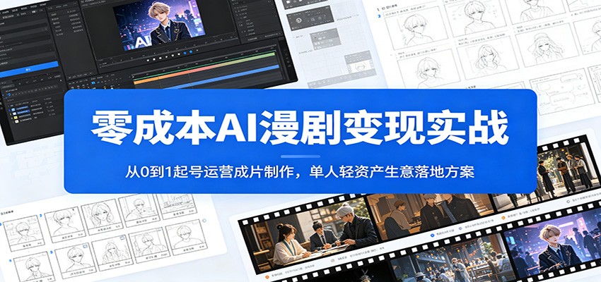 零成本AI漫剧变现实战：从0到1起号运营成片制作，单人轻资产生意落地方案-智享云联