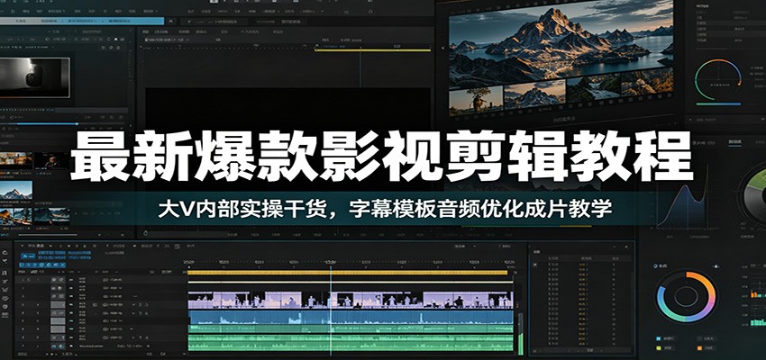 最新爆款影视剪辑教程：大V内部实操干货，字幕模板音频优化成片教学-智享云联