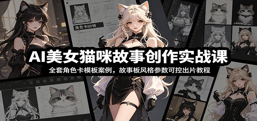 AI美女猫咪故事创作实战课：全套角色卡模板案例，故事板风格参数可控出片教程-智享云联