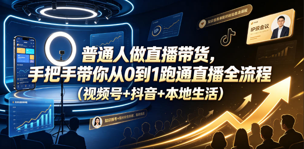 普通人做直播带货，手把手带你从0到1跑通直播全流程(视频号+抖音+本地生活)-智享云联