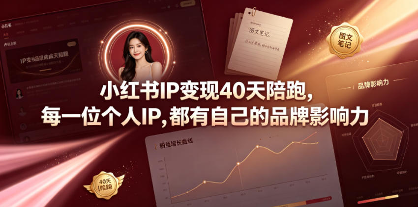 小红书IP变现40天陪跑，每一位个人IP，都有自己的品牌影响力-智享云联
