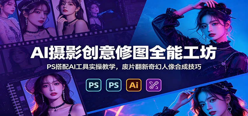 AI摄影创意修图全能工坊：PS搭配AI工具实操教学，废片翻新奇幻人像合成技巧-智享云联