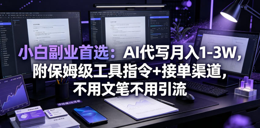 小白副业首选：AI代写月入1-3W，附保姆级工具指令+接单渠道，不用文笔不用引流【揭秘】-智享云联