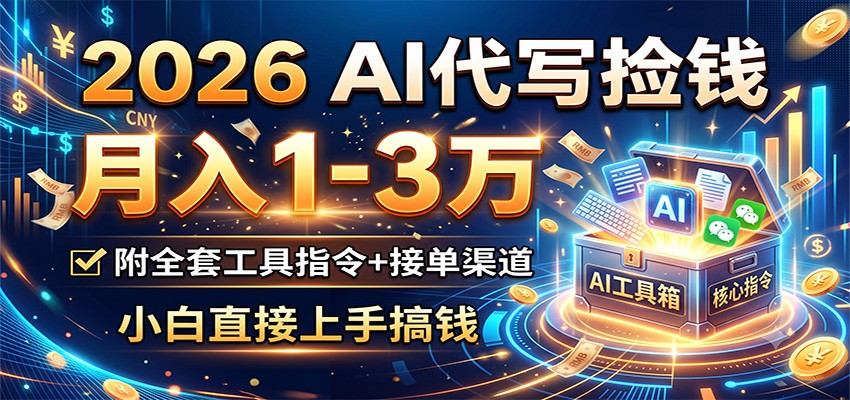 2026 AI代写捡钱，月入1-3万，附全套工具指令+接单渠道，小白直接上手搞钱-智享云联