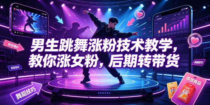 男生跳舞涨粉技术教学，教你涨女粉，后期转带货-智享云联
