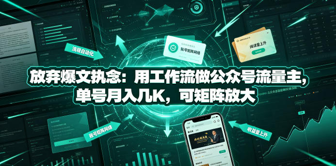放弃爆文执念：用工作流做公众号流量主，单号月入几K，可矩阵放大-智享云联