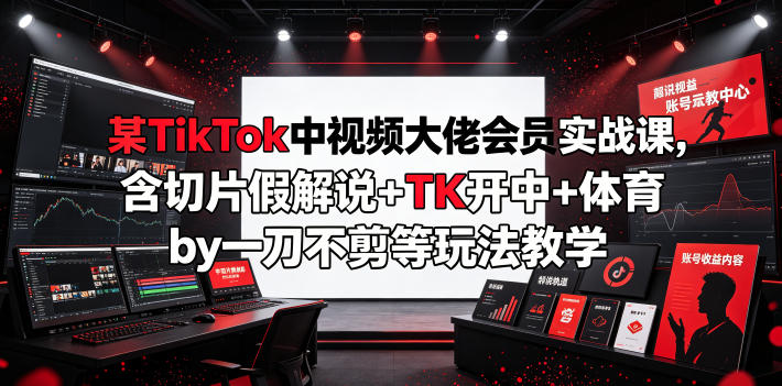 某TikTok中视频大佬会员实战课，含切片假解说+TK开中+体育by一刀不剪等玩法教学-智享云联