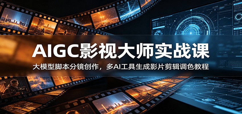 AIGC影视大师实战课:大模型脚本分镜创作,多AI工具生成影片剪辑调色教程-智享云联