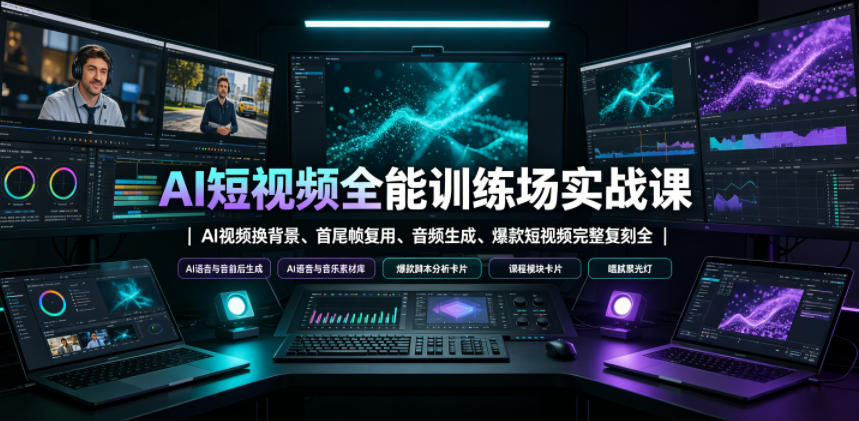 AI短视频全能训练场实战课｜AI视频换背景、首尾帧复用、音频生成、爆款短视频完整复刻全套实操教学-智享云联