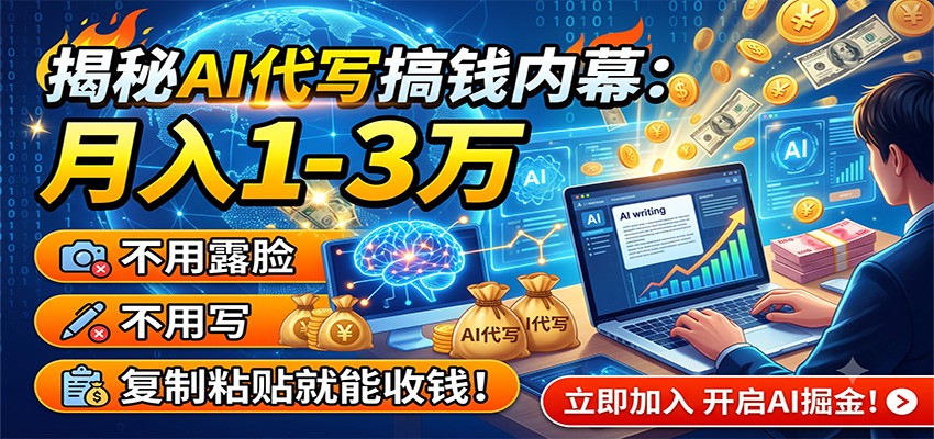 揭秘AI代写搞钱内幕：月入1-3万，不用露脸不用写，复制粘贴就能收钱！-智享云联