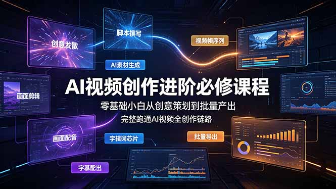 AI视频创作进阶必修课程：零基础小白从创意策划到批量产出，完整跑通AI视频全创作链路-智享云联
