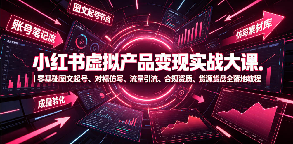 小红书虚拟产品变现实战大课｜零基础图文起号、对标仿写、流量引流、合规资质、货源货盘全落地教程-智享云联