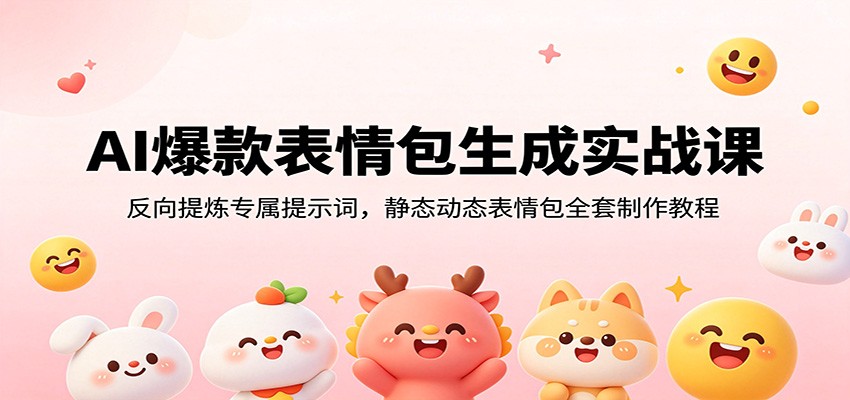 AI爆款表情包生成实战课：反向提炼专属提示词，静态动态表情包全套制作教程-智享云联