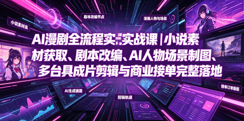 AI漫剧全流程实战课｜小说素材获取、剧本改编、AI人物场景制图、多工具成片剪辑、平台付费变现与商业接单完整落地-智享云联