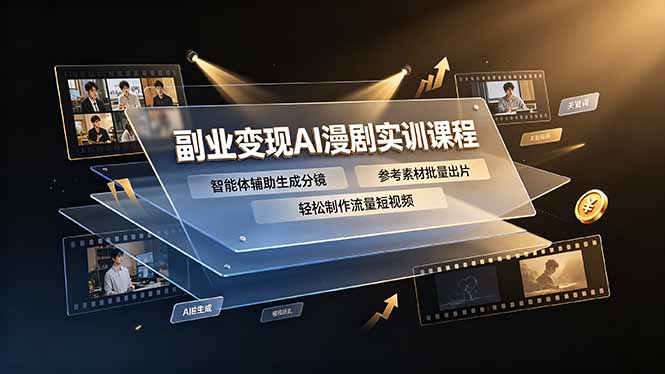 副业变现AI漫剧实训课程,智能体辅助生成分镜,参考素材批量出片,轻松制作流量短视频-智享云联