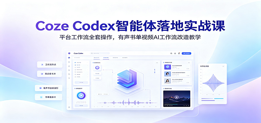 Coze Codex智能体落地实战课：平台工作流全套操作，有声书单视频AI工作流改造教学-智享云联