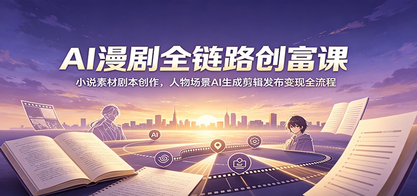 AI漫剧全链路创富课：小说素材剧本创作，人物场景AI生成剪辑发布变现全流程-智享云联