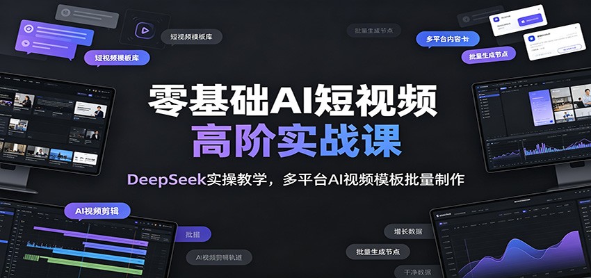 零基础AI短视频高阶实战课：DeepSeek实操教学，多平台AI视频模板批量制作-智享云联