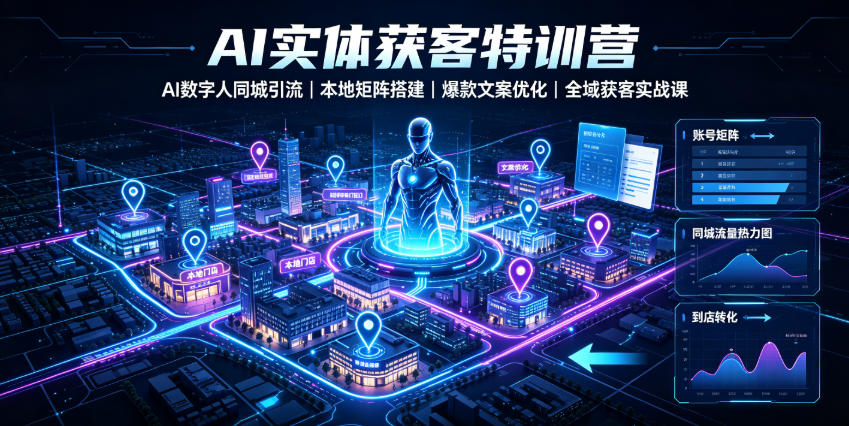 AI实体获客特训营｜AI数字人同城引流、本地矩阵搭建、爆款文案优化全域获客实战课-智享云联