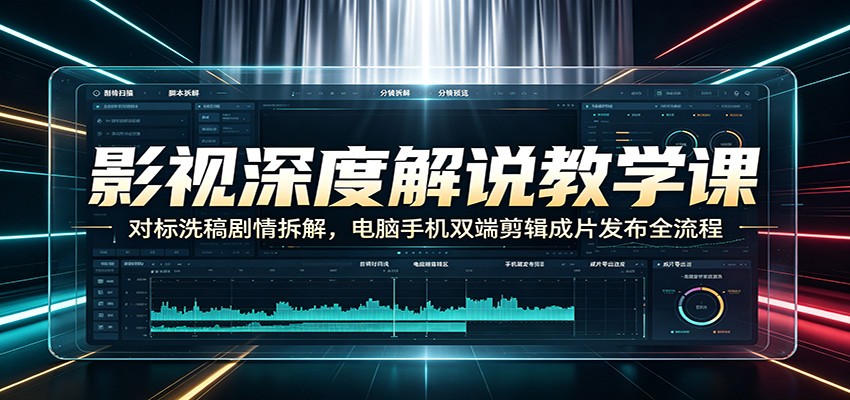 影视深度解说教学课：对标洗稿剧情拆解，电脑手机双端剪辑成片发布全流程-智享云联