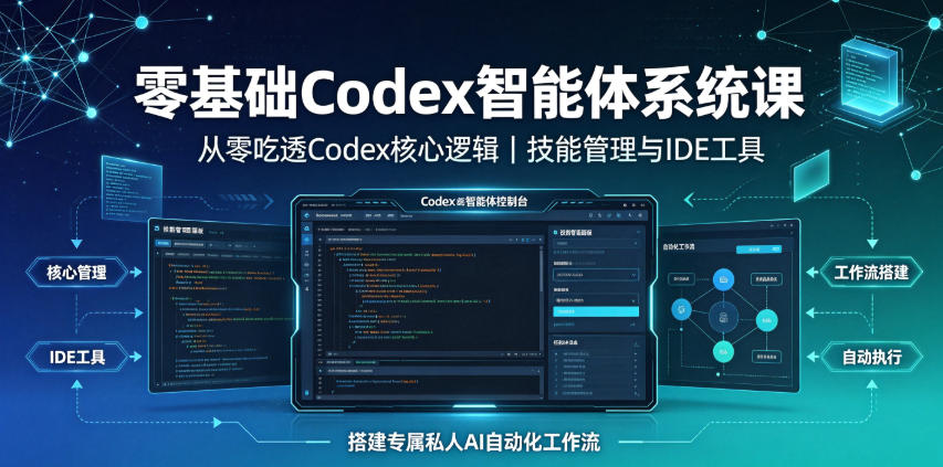 零基础Codex智能体系统课｜从零吃透Codex核心逻辑、技能管理与IDE工具，搭建专属私人AI自动化工作流-智享云联