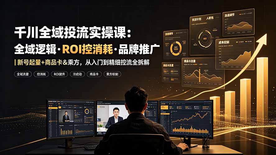 千川全域投流实操课：全域逻辑·ROI控消耗·品牌推广｜新号起量+商品卡&乘方，从入门到精细控流全拆解-智享云联