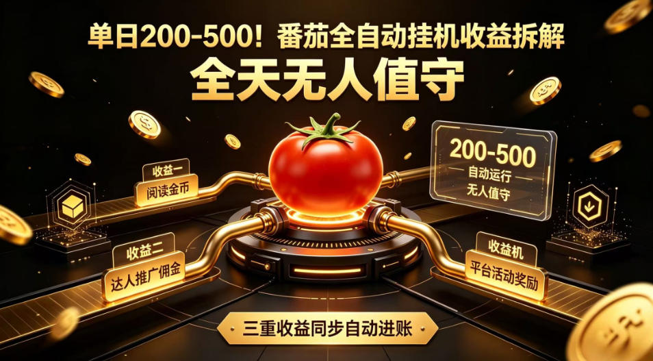 单日200-500!番茄全自动挂G收益拆解,全天无人值守,矩阵操作收益翻倍【揭秘】-智享云联