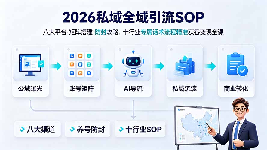2026私域全域引流SOP｜八大平台·矩阵搭建·防封攻略，十行业专属话术流程精准获客变现全课-智享云联
