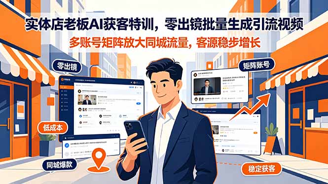 实体店老板AI获客特训,零出镜批量生成引流视频,多账号矩阵放大同城流量,客源稳步增长-智享云联