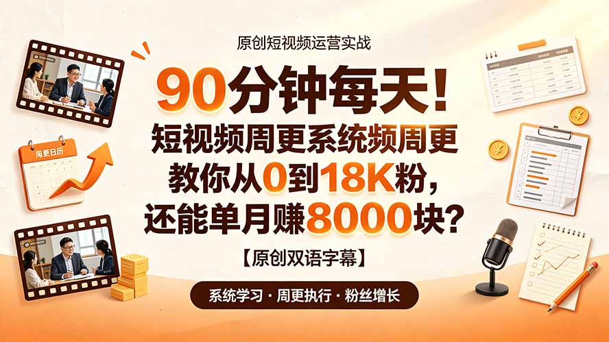 90 分钟每天!短视频周更系统教你从 0 到 18K 粉,还能单月赚 8000 块?【原创双语字幕】-智享云联
