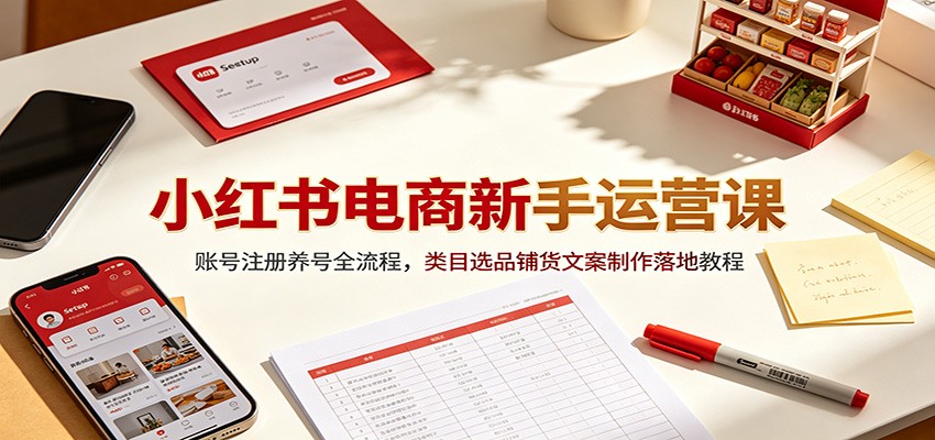 小红书电商新手运营课：账号注册养号全流程，类目选品铺货文案制作落地教程-智享云联