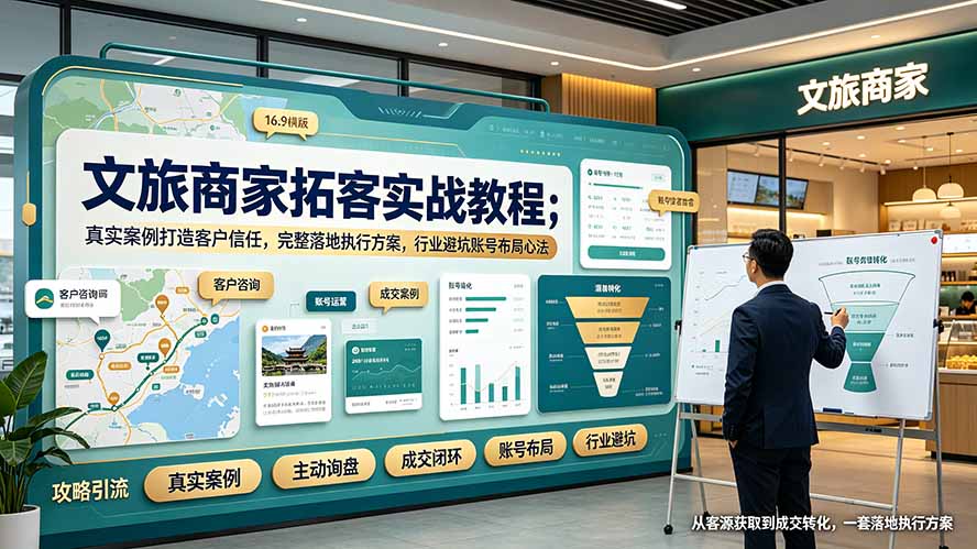文旅商家拓客实战教程；真实案例打造客户信任，完整落地执行方案，行业避坑账号布局心法-智享云联