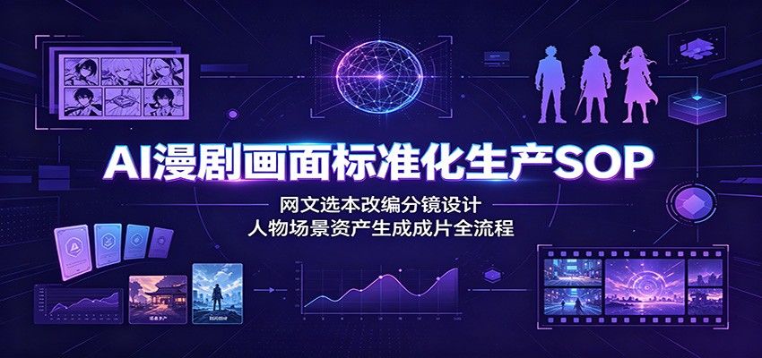 AI漫剧画面标准化生产SOP：网文选本改编分镜设计，人物场景资产生成成片全流程-智享云联