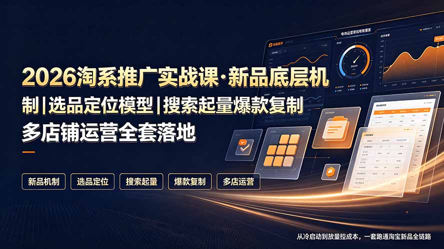 2026淘系推广实战课·新品底层机制｜选品定位模型｜搜索起量爆款复制多店铺运营全套落地教程-智享云联