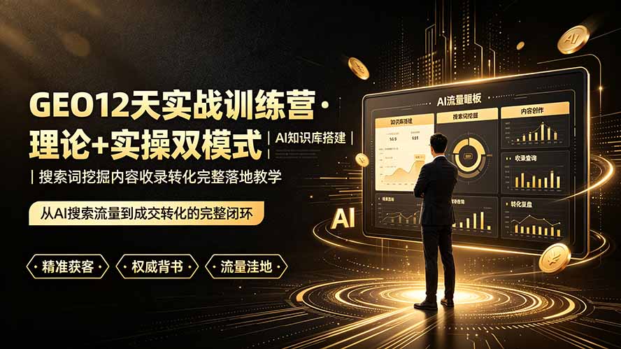 GEO12天实战训练营·理论+实操双模式｜AI知识库搭建｜搜索词挖掘内容收录转化完整落地教学-智享云联