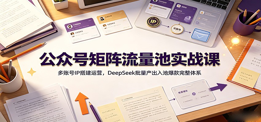 公众号矩阵流量池实战课：多账号IP搭建运营，DeepSeek批量产出入池爆款完整体系-智享云联