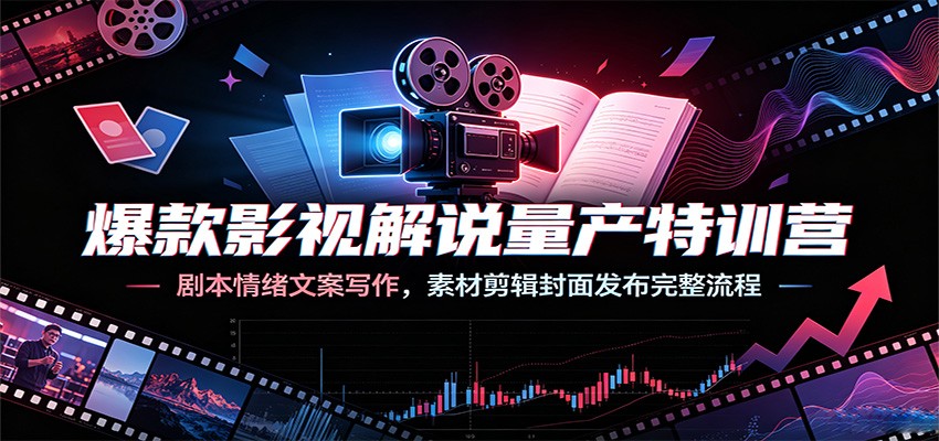 爆款影视解说量产特训营：剧本情绪文案写作，素材剪辑封面发布完整流程-智享云联