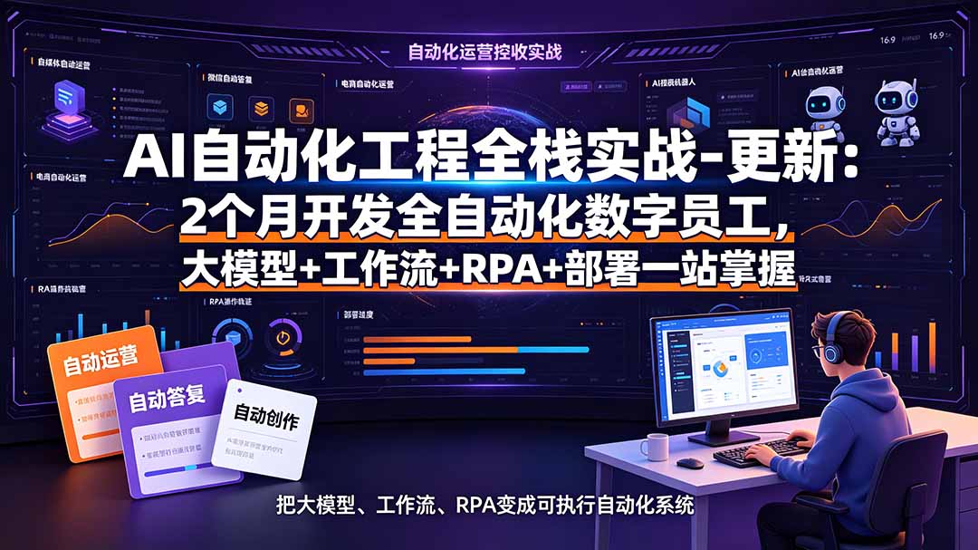 AI自动化工程全栈实战-更新：2个月开发全自动化数字员工，大模型+工作流+RPA+部署一站式掌握-智享云联