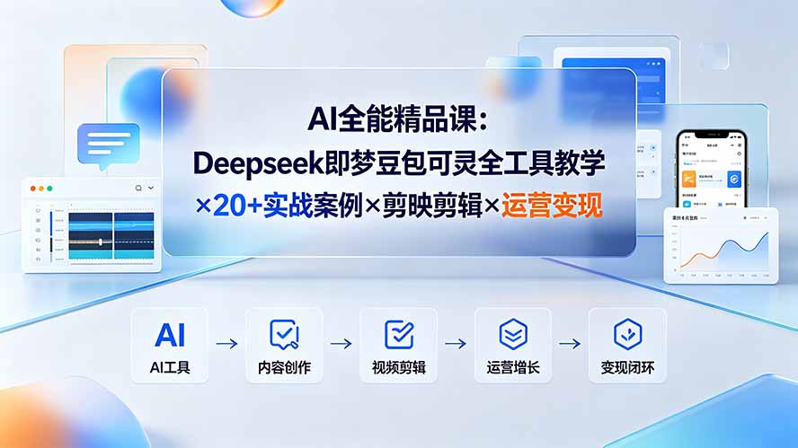 AI全能精品课：Deepseek即梦豆包可灵全工具教学×20+实战案例×剪映剪辑×运营变现-智享云联