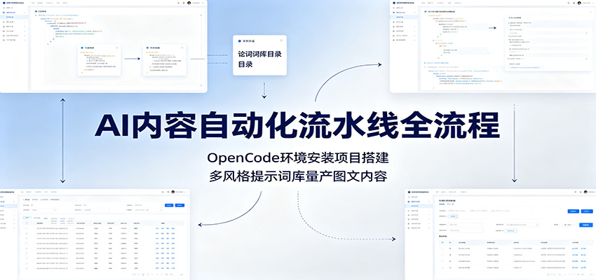 AI内容自动化流水线全流程：OpenCode环境安装项目搭建，多风格提示词库量产图文内容-智享云联