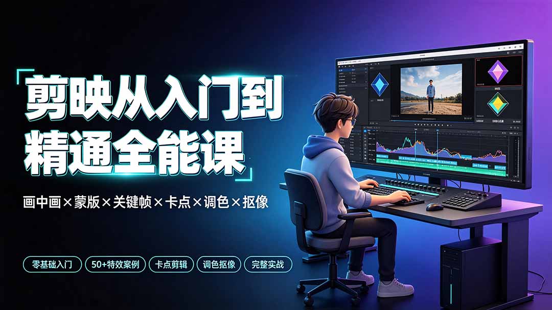 剪映从入门到精通全能课:画中画×蒙版×关键帧×卡点×调色×抠像,一站式掌握剪辑核心技能-智享云联