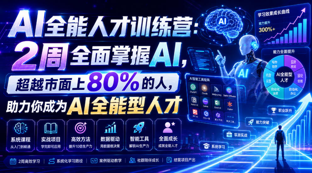 AI全能人才训练营：2周全面掌握AI，超越市面上80%的人，助力你成为AI全能型人才-智享云联