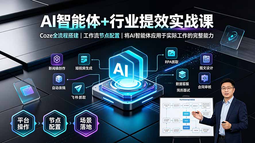 AI智能体+行业提效实战课·Coze全流程搭建｜工作流节点配置｜将AI智能体应用于实际工作的完整能力-智享云联