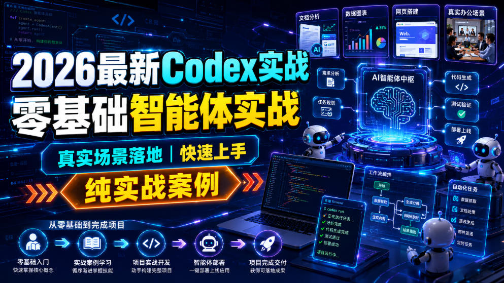 2026最新Codex实战零基础智能体实战，真实场景落地，快速上手，纯实战案例-智享云联