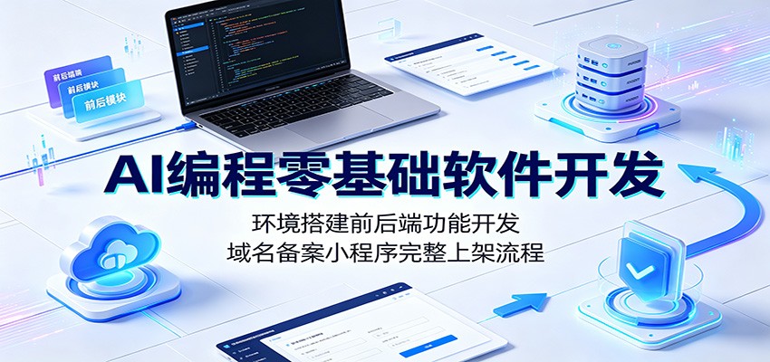 AI编程零基础软件开发：环境搭建前后端功能开发，域名备案小程序完整上架流程-智享云联