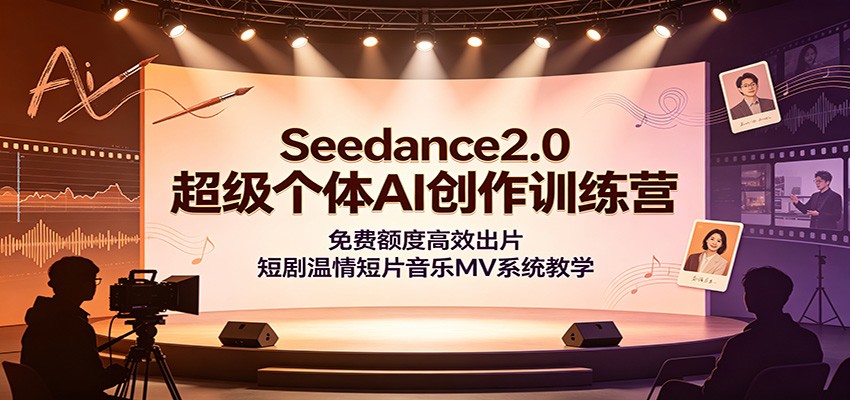 Seedance2.0超级个体AI创作训练营：免费额度高效出片，短剧温情短片音乐MV系统教学-智享云联
