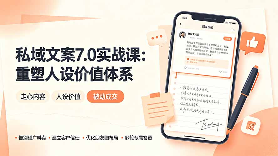 私域文案实战课7.0：重塑人设价值体系｜-告别硬广推销×走心内容×自我价值塑造，实现被动成交-智享云联