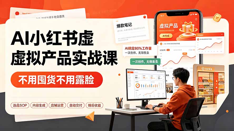 AI小红书虚拟产品实战课-更新:不用囤货不用露脸,AI搞定80%工作量,一次创作无限售卖睡后收益-智享云联