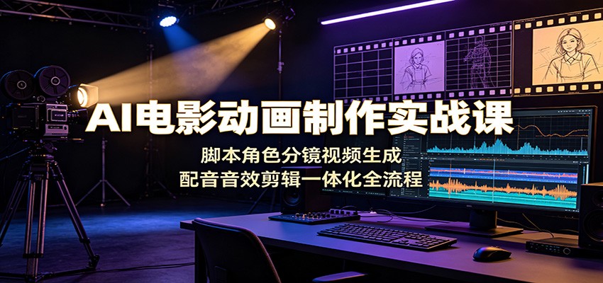 AI电影动画制作实战课：脚本角色分镜视频生成，配音音效剪辑一体化全流程-智享云联